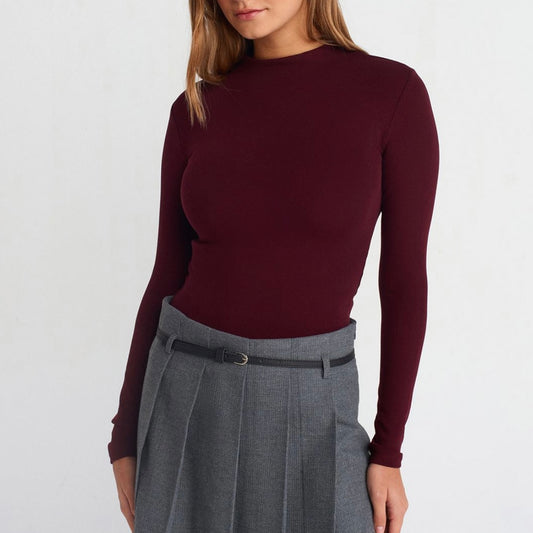 Burgundy Basic High neck Top
