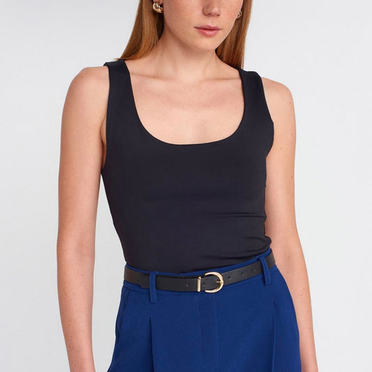 Black Square Neck Top