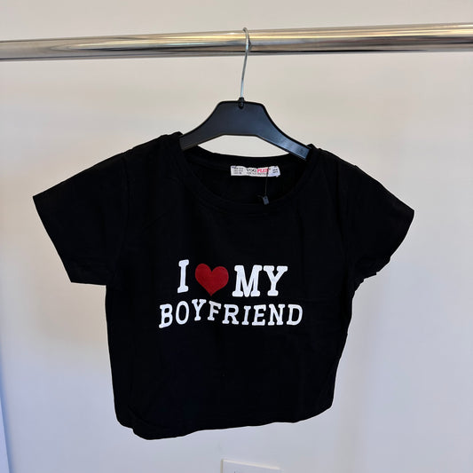 I Love My Boyfriend Cropped T-Shirt