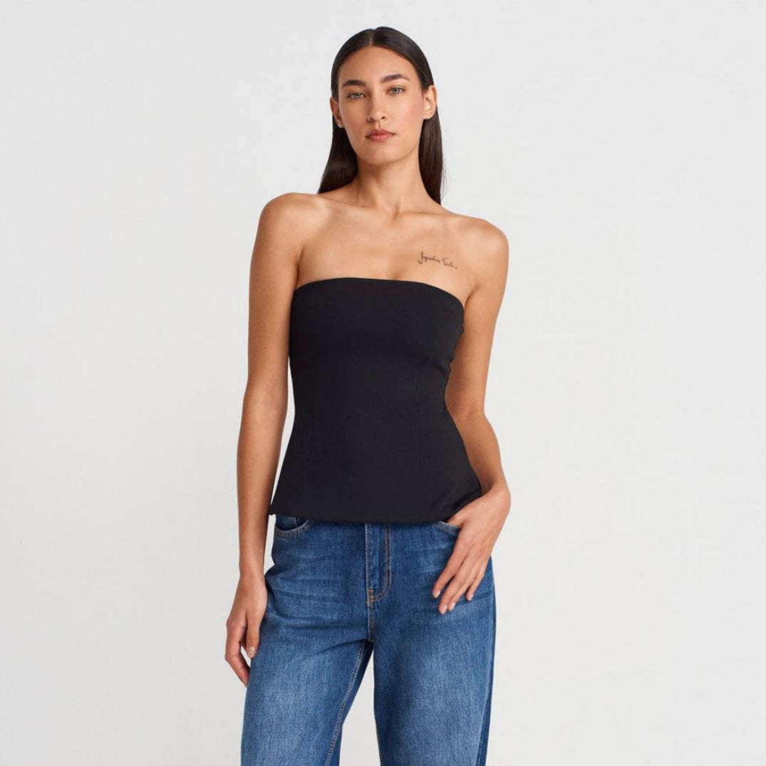 Black Strapless Top