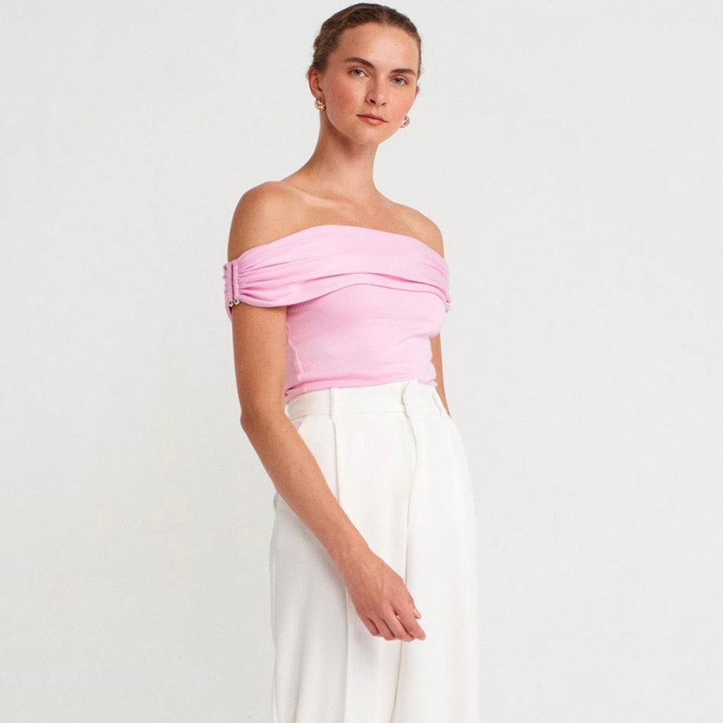 Pink Off-Shoulders Top
