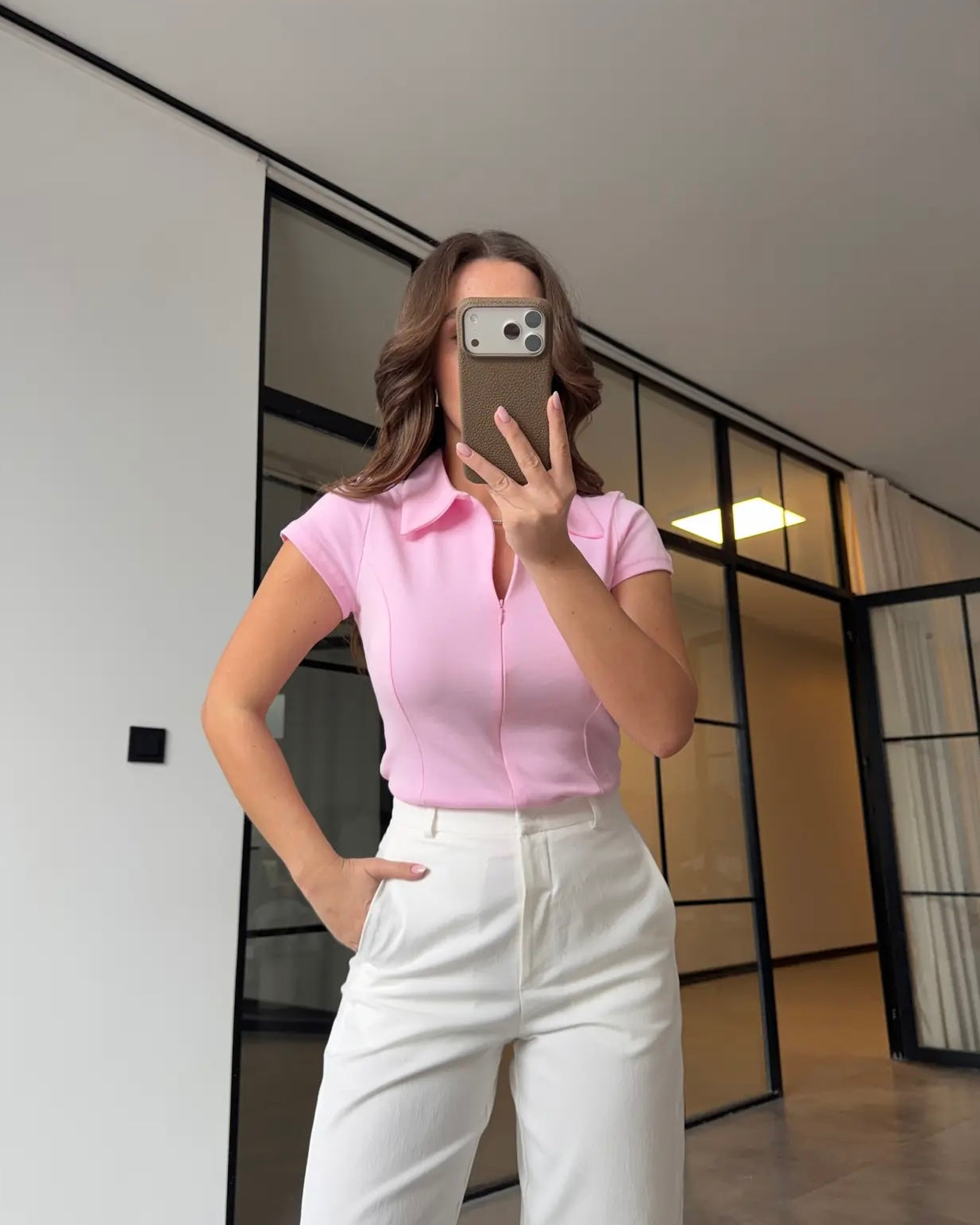 Zip Up Pink Top