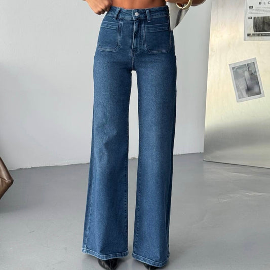 Blue Pockets Denim Pants