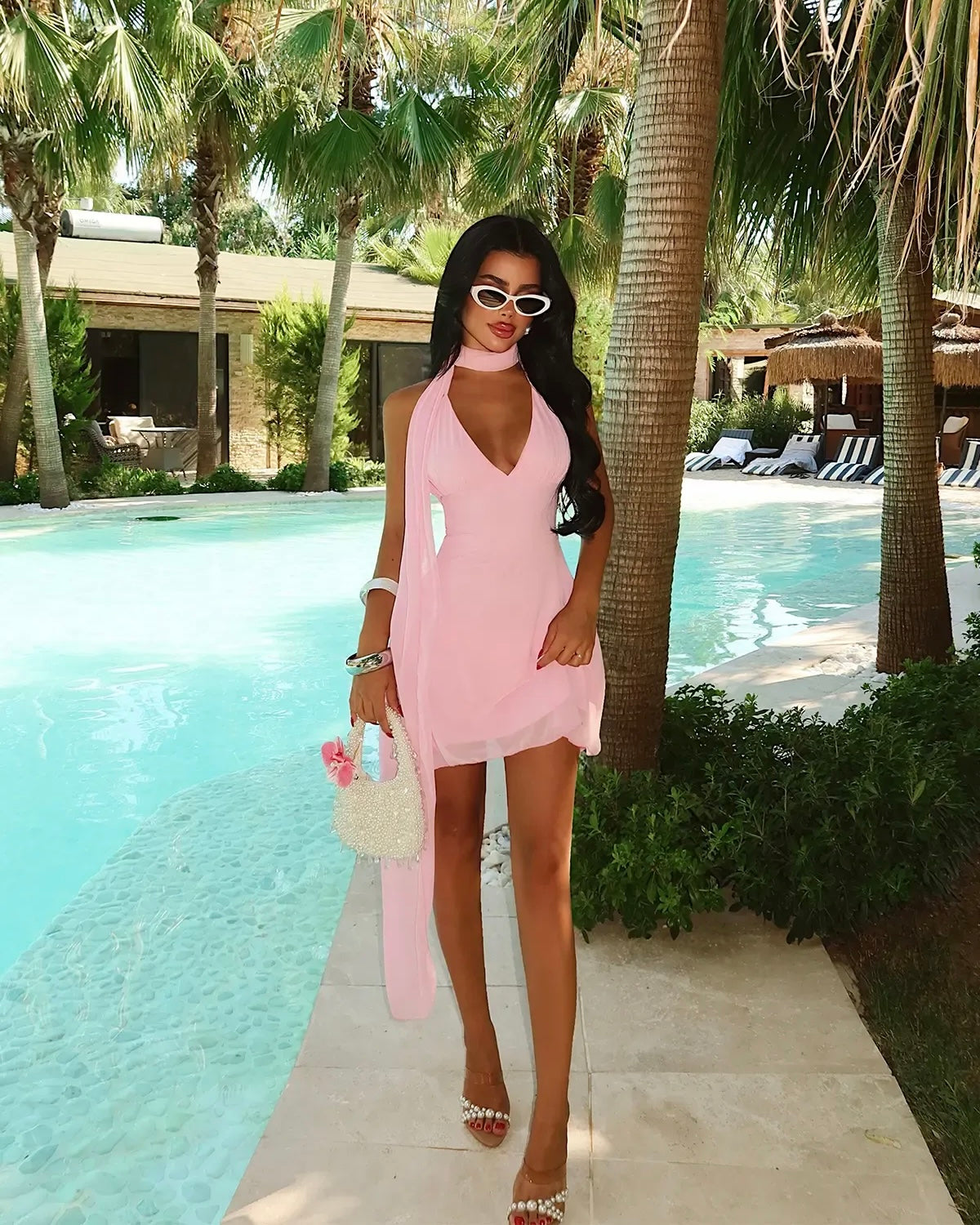 Pink Scarf Mini Dress