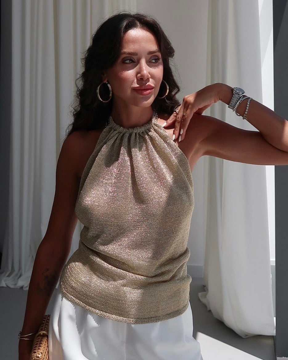 Gold Halter Top