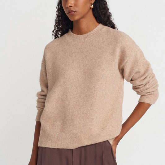 Dark Beige Round Neck Sweater
