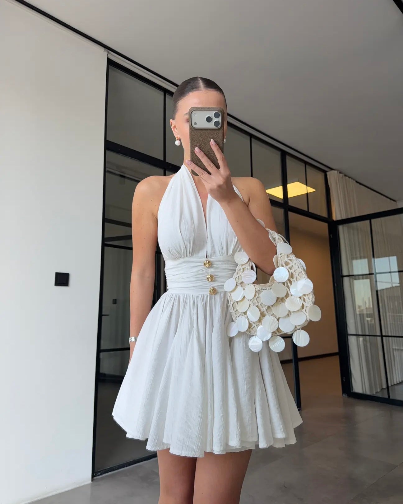 White Dress With Gold Detailing