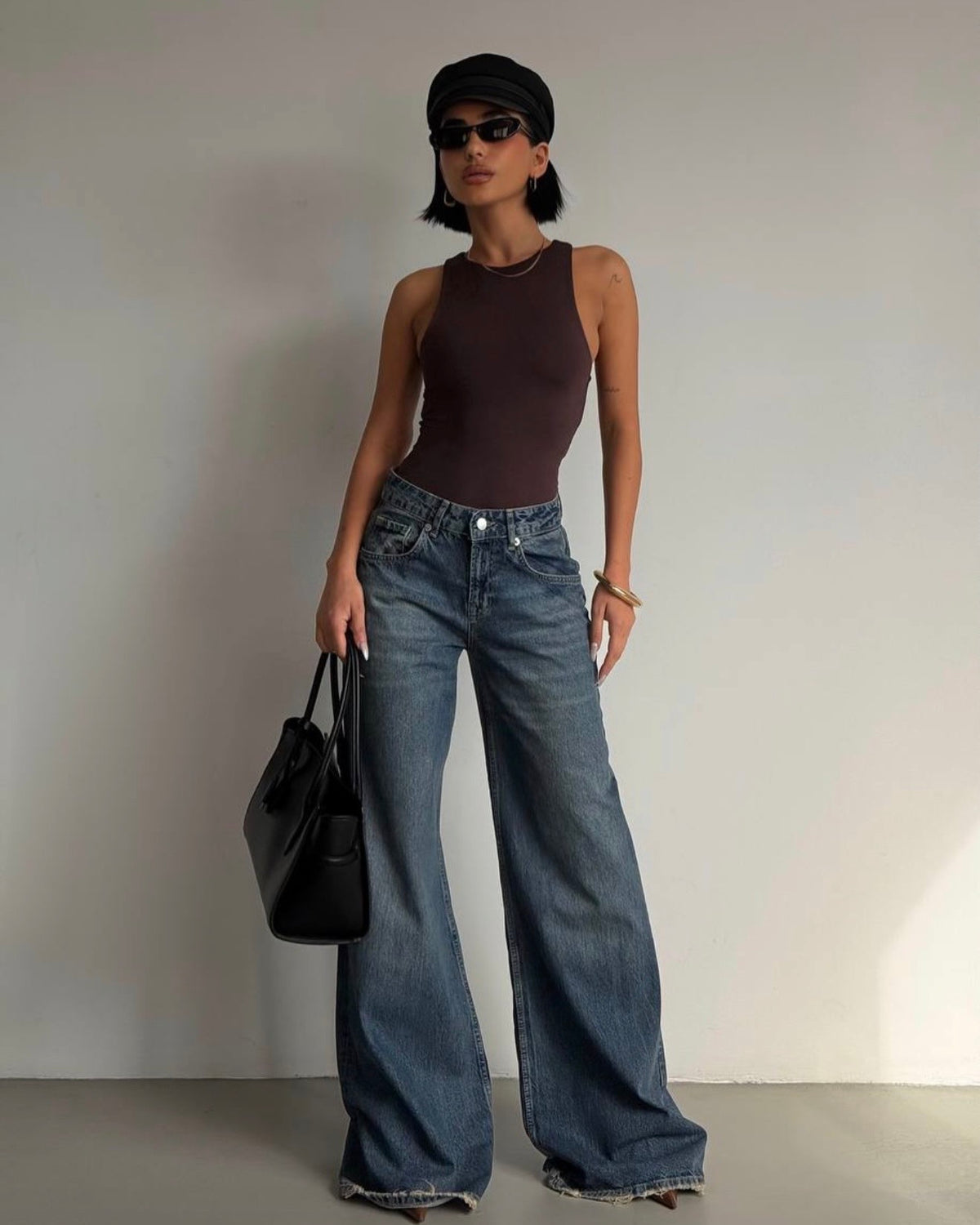 Dark Low Waist Denim Pants