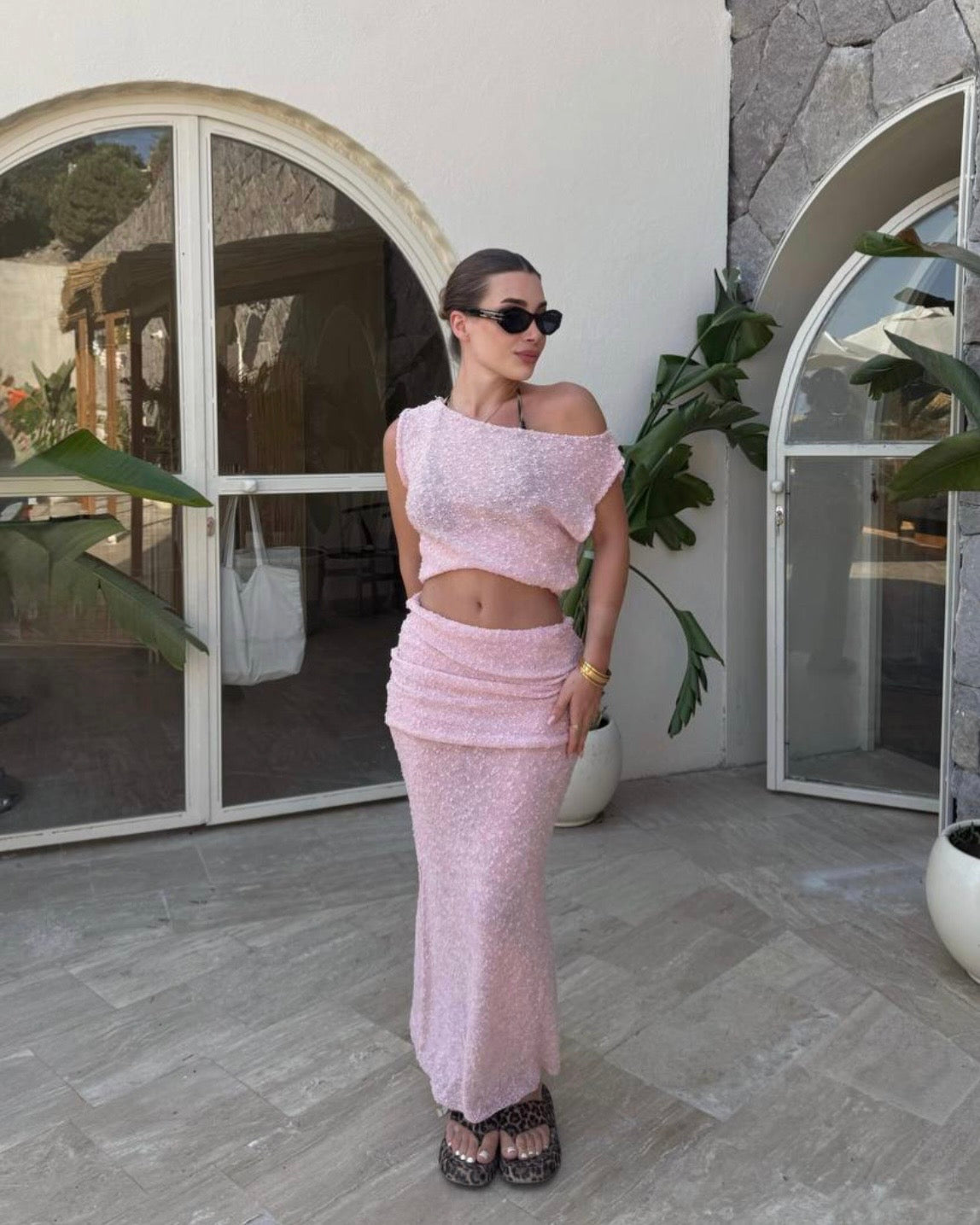 Pink Beachwear Cover up Set