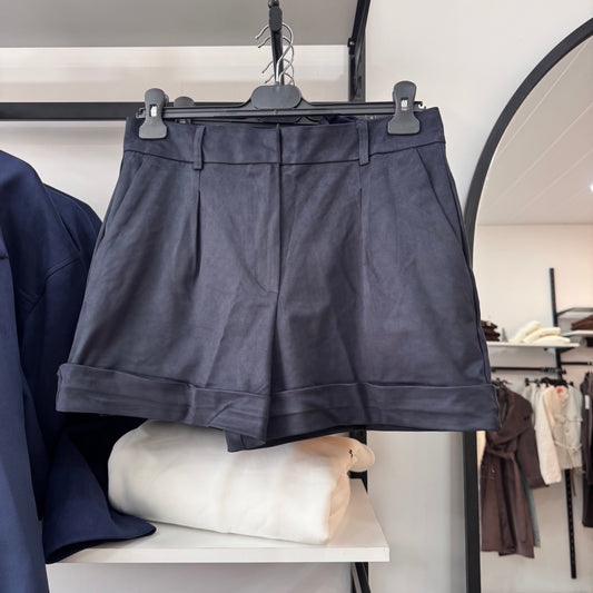 Navy Suede Shorts