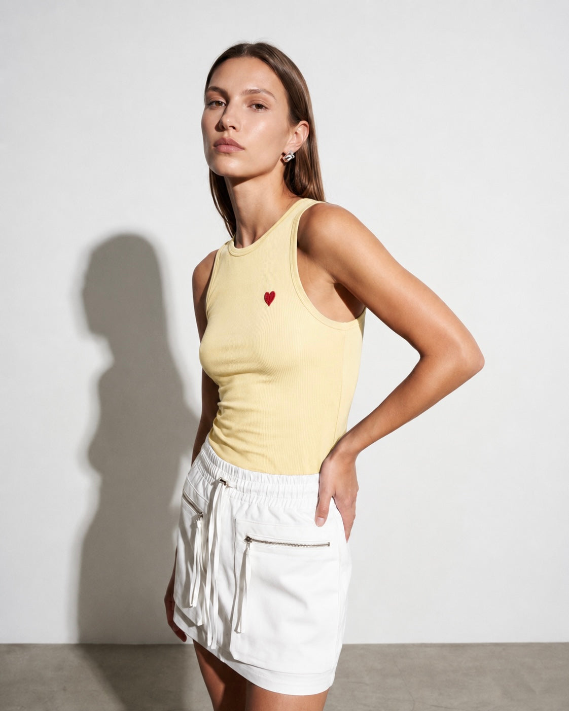 Yellow Heart Motif Tank Top