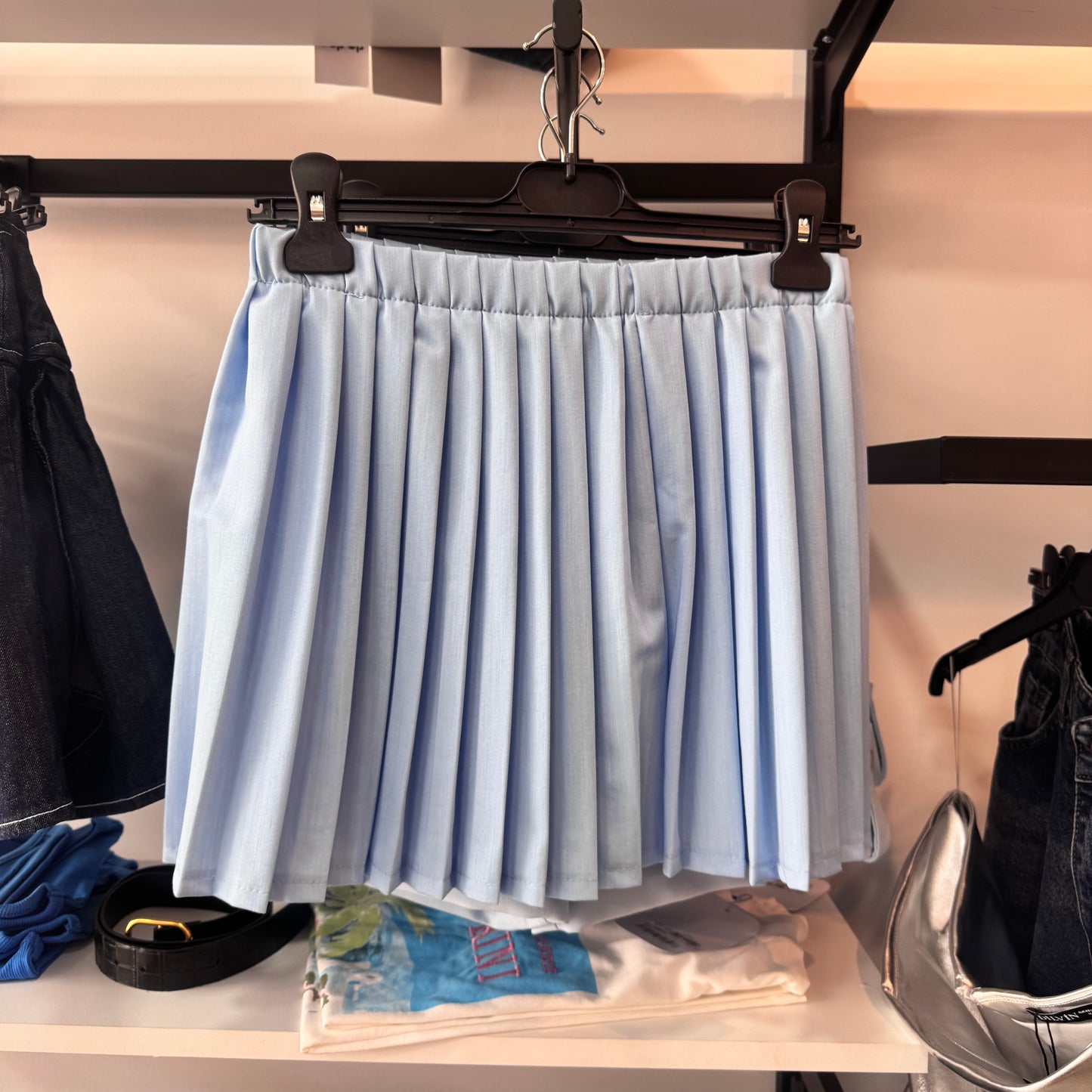 Blue Pleated Skirt
