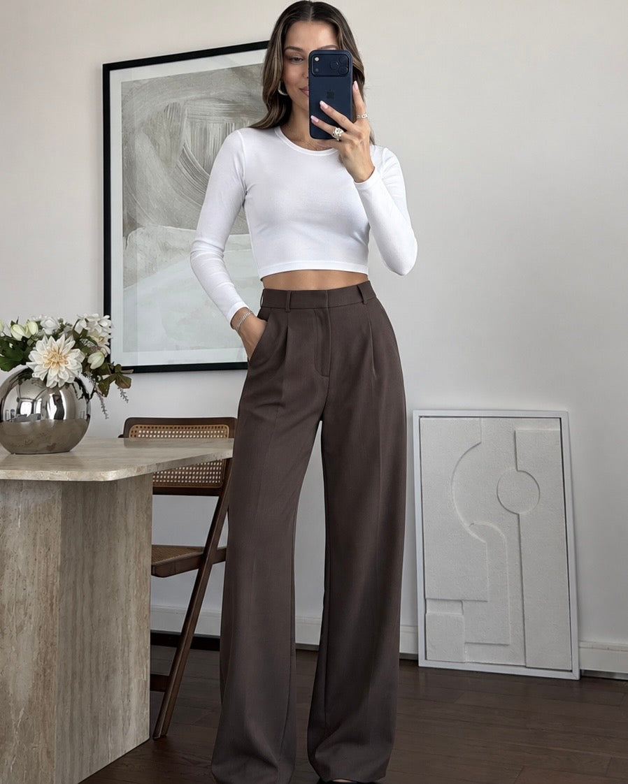 Brown Straight Leg Pants