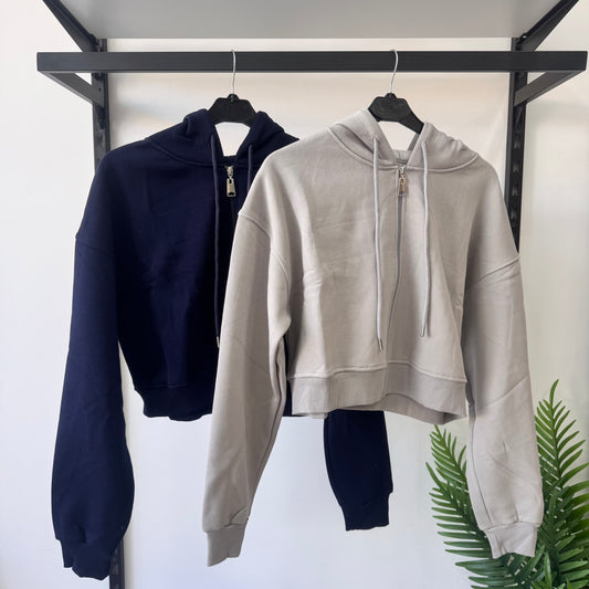 Zip Up Cropped Hoodie Jacket