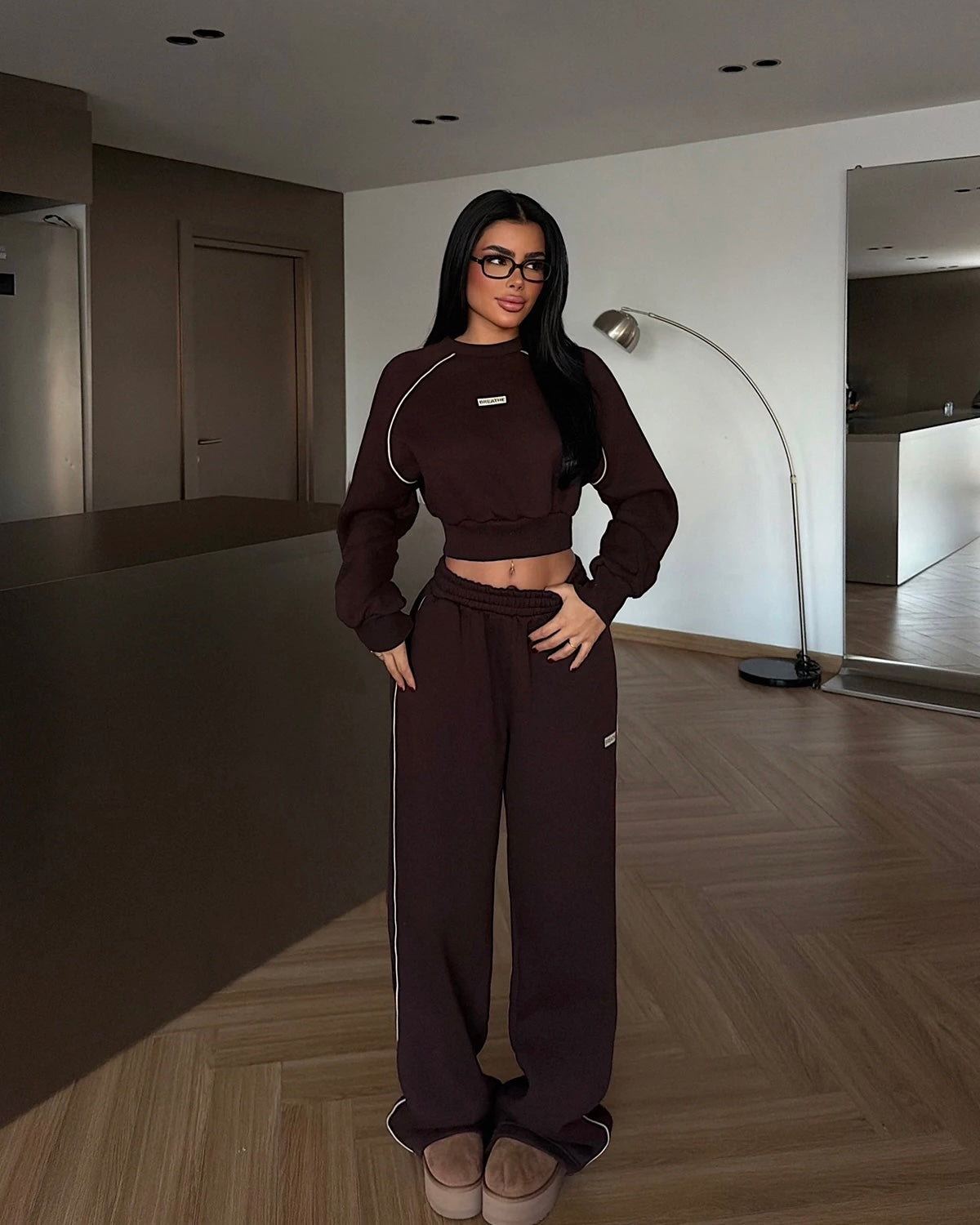 Brown Sweatshirt Set