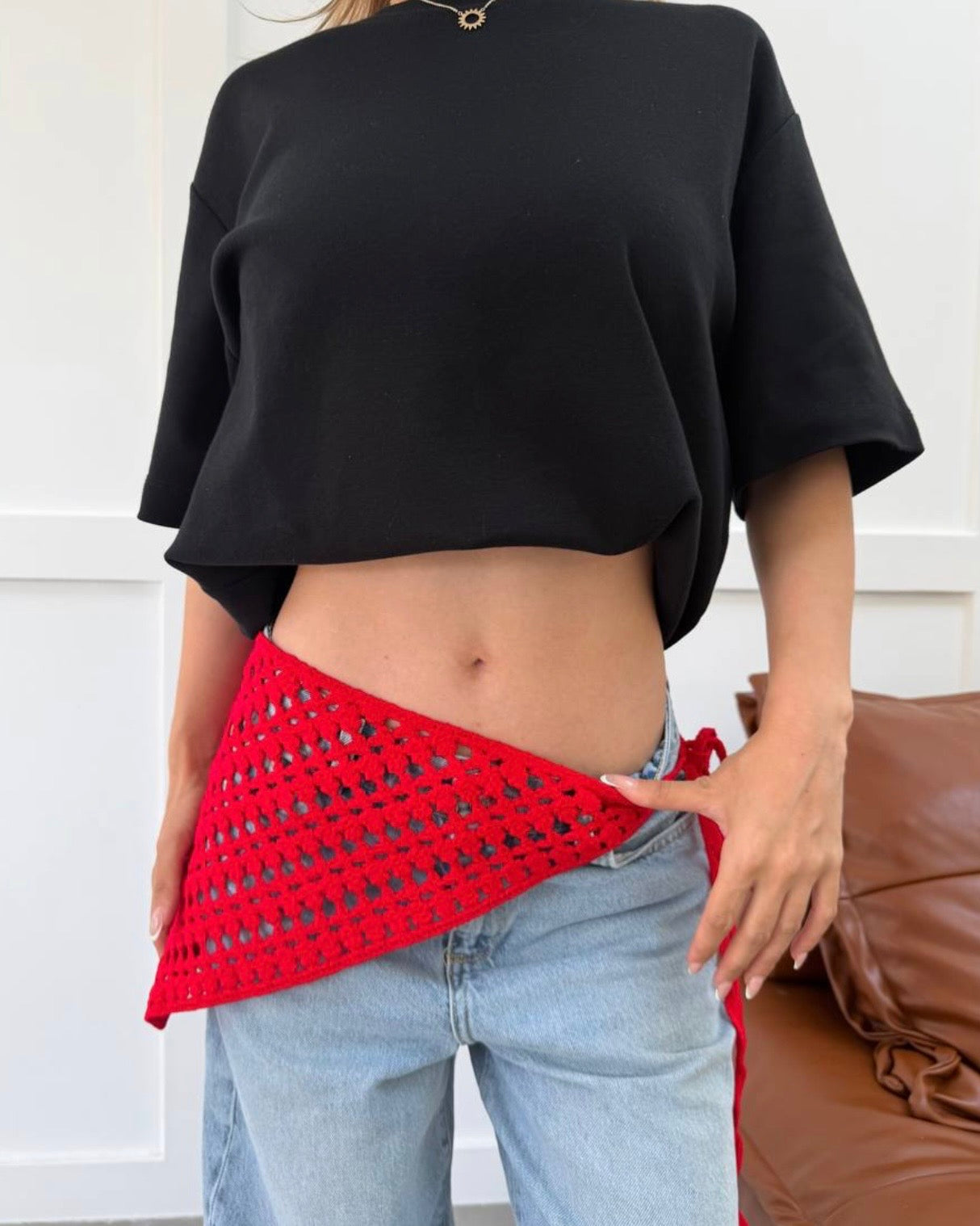 Red Crochet Bandana