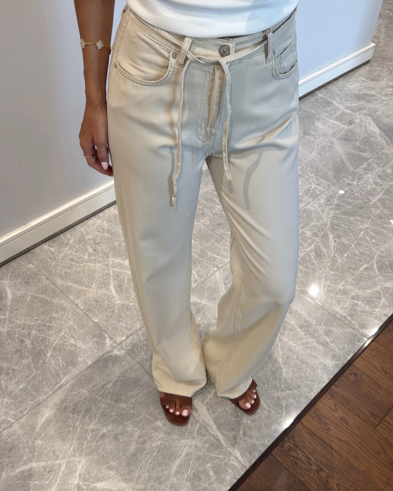Beige Denim Pants