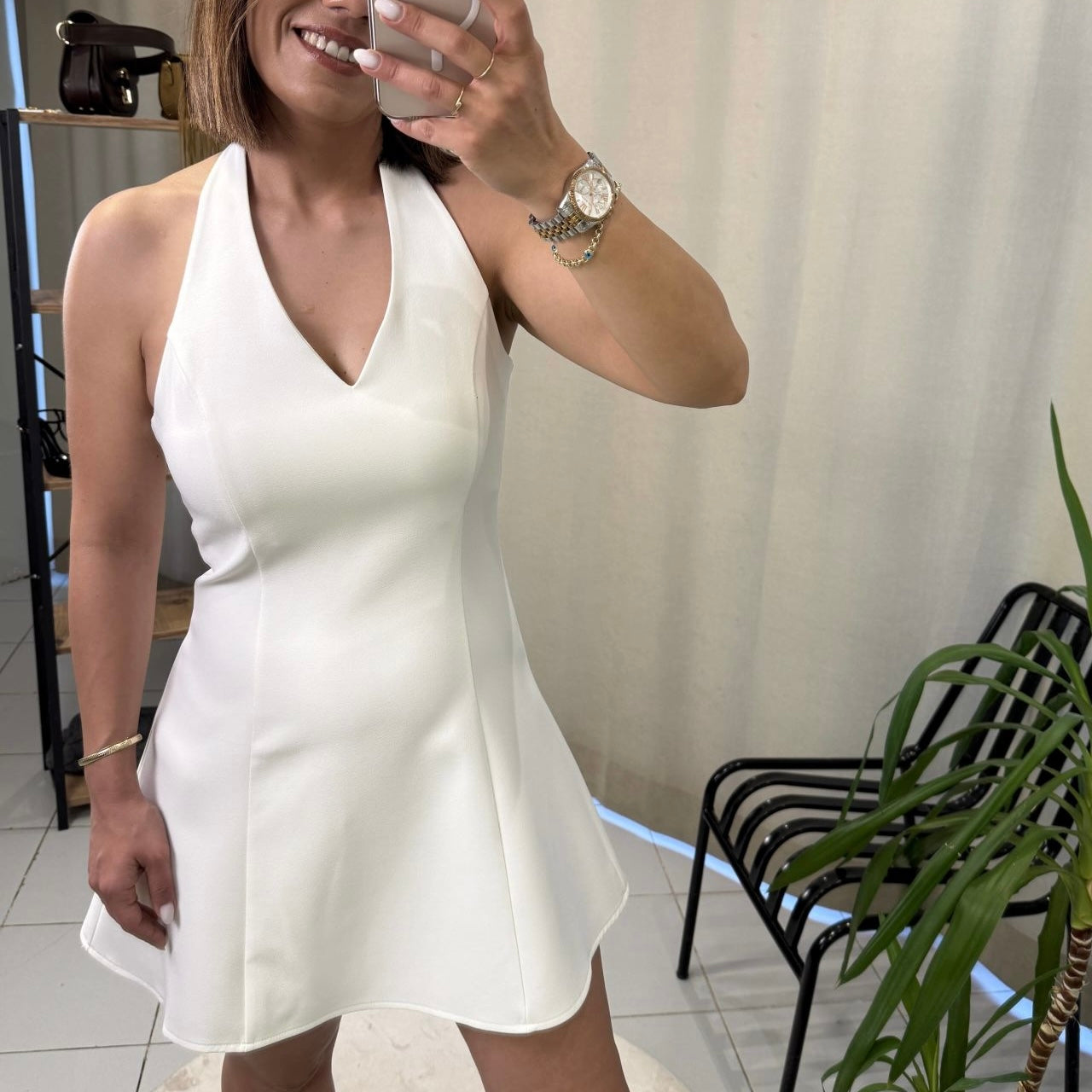 Halter White Dress