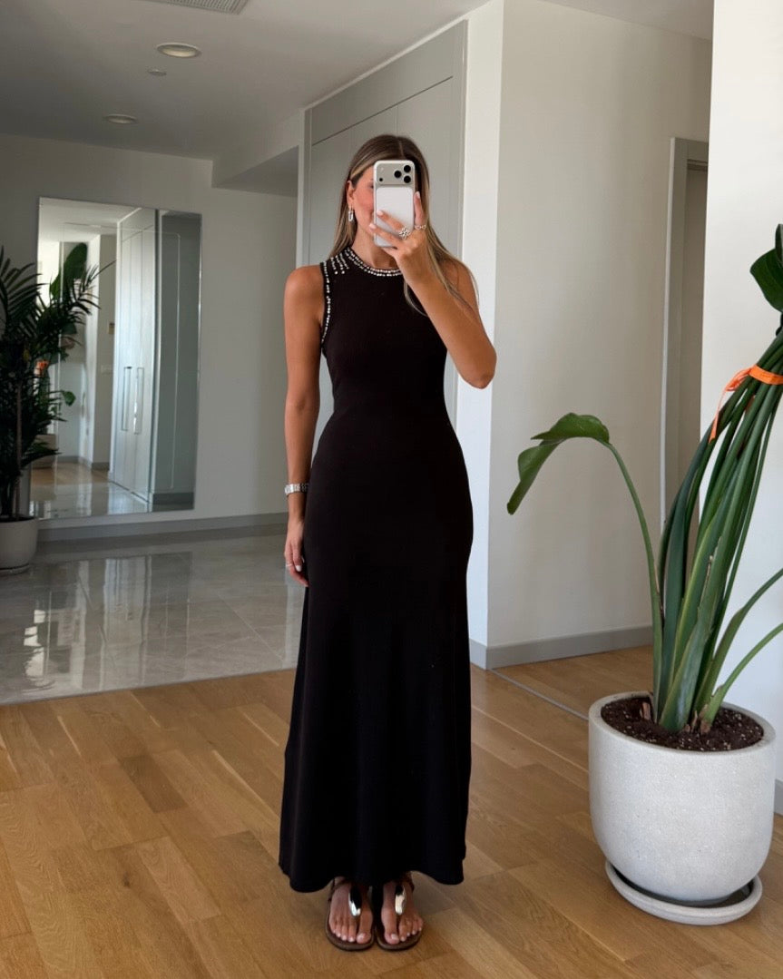 Ribbed Brown Dress