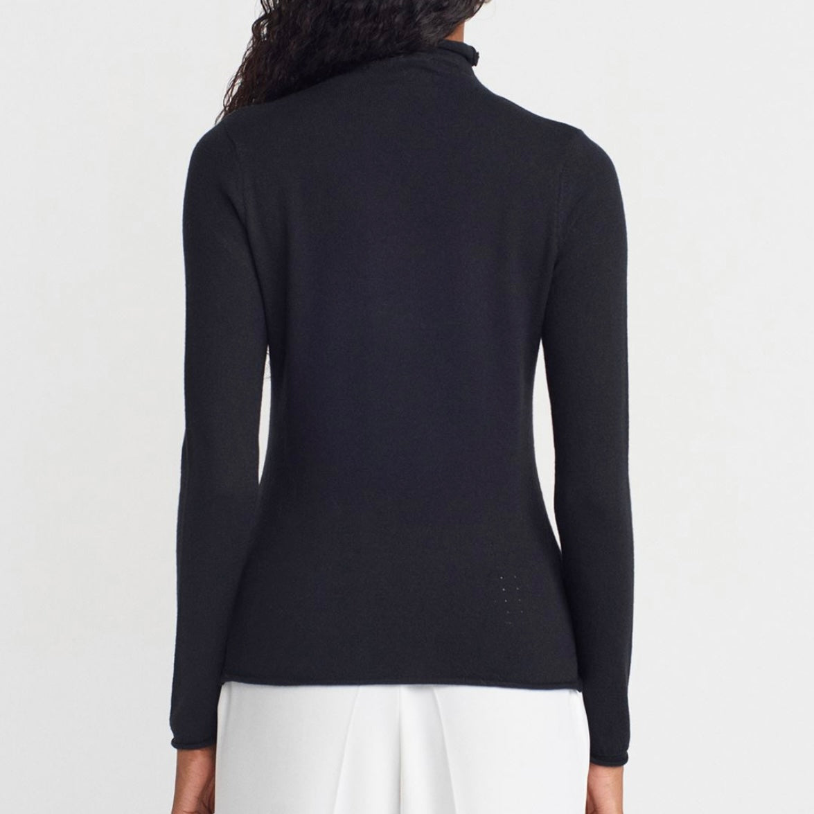 Black Basic Wool Turtleneck Top