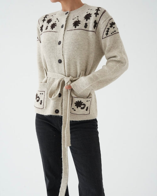 Beige Floral Cardigan