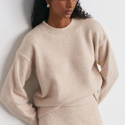 Light Beige Round Neck Sweater