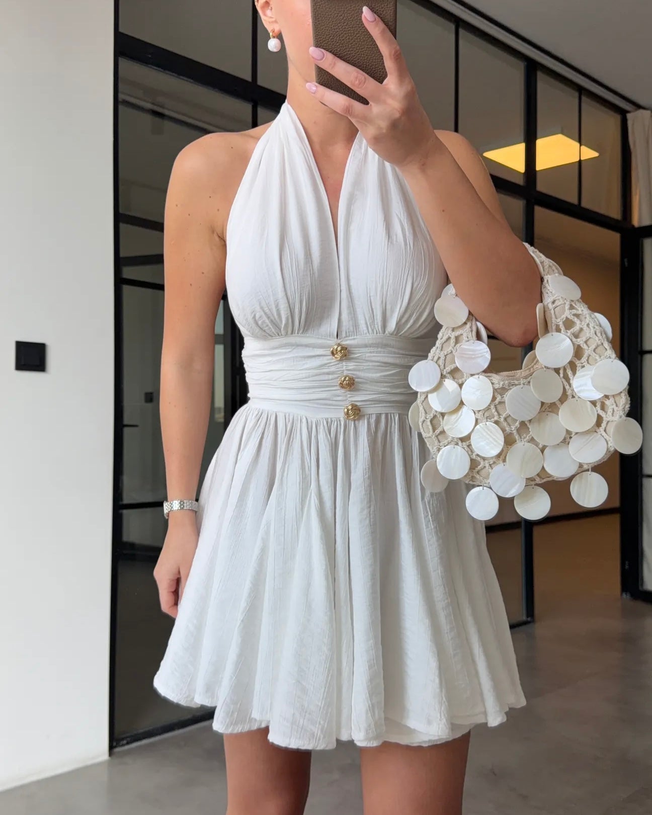 White Dress With Gold Detailing