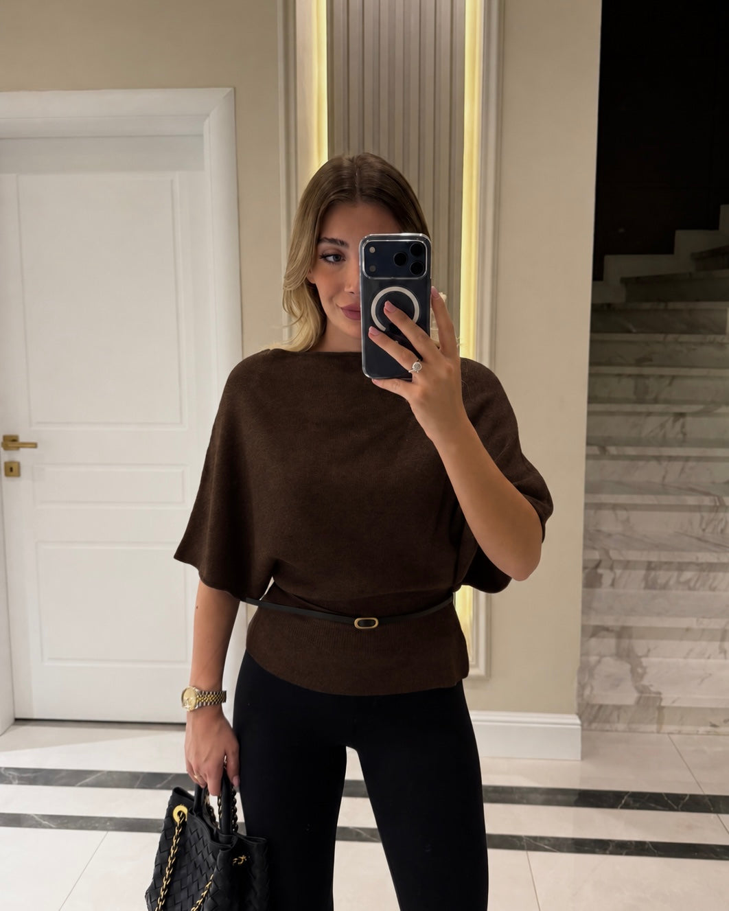 Brown Belted Top