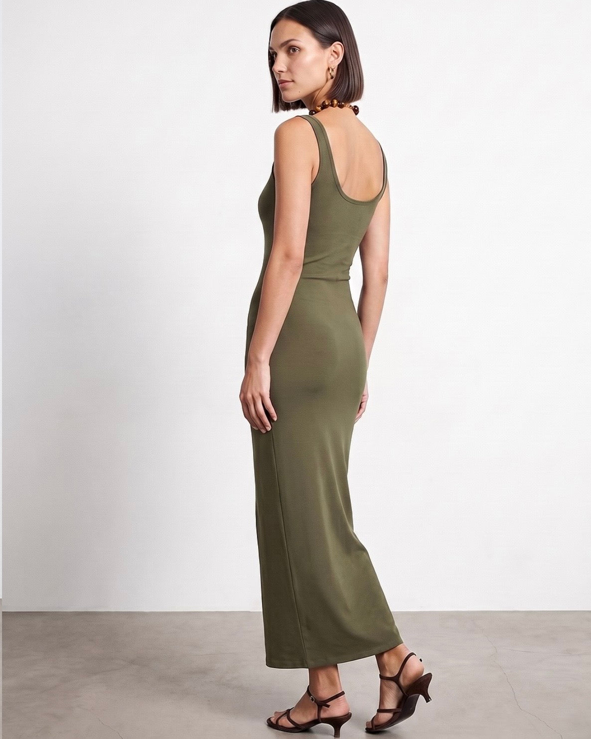 Padded Olive Dress