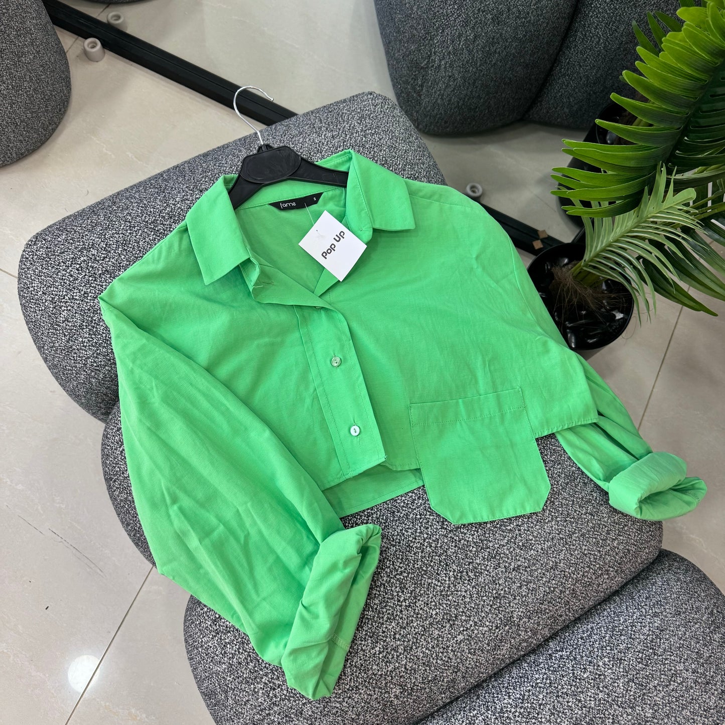 Green Cropped Shirt