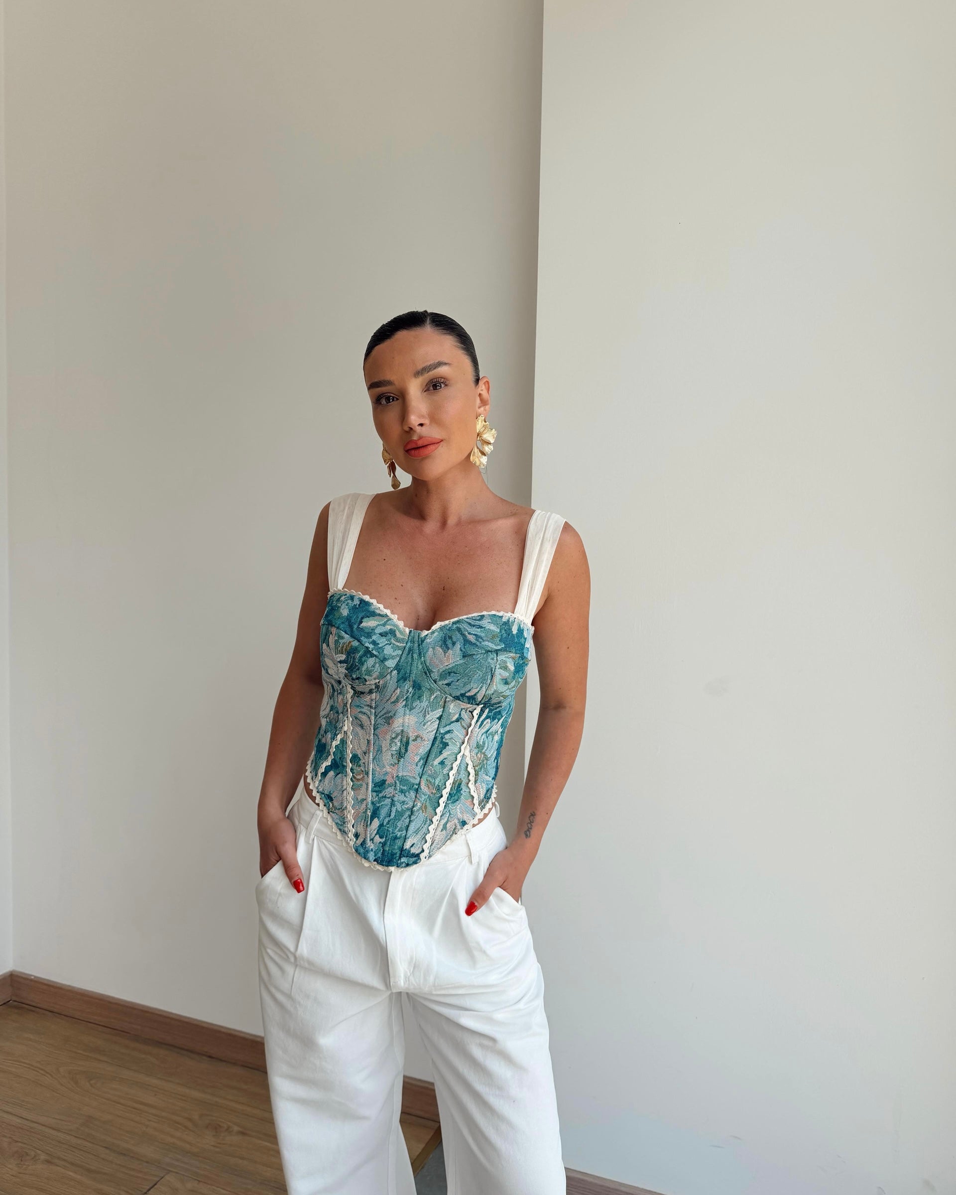 Blue Pattern Corset
