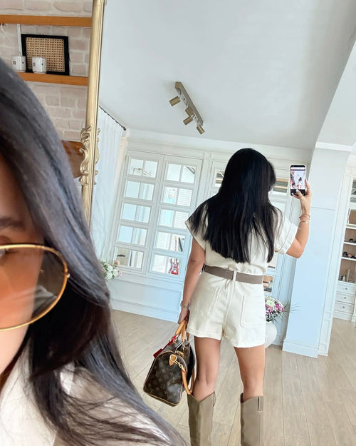 Beige Jumpsuit With Belt