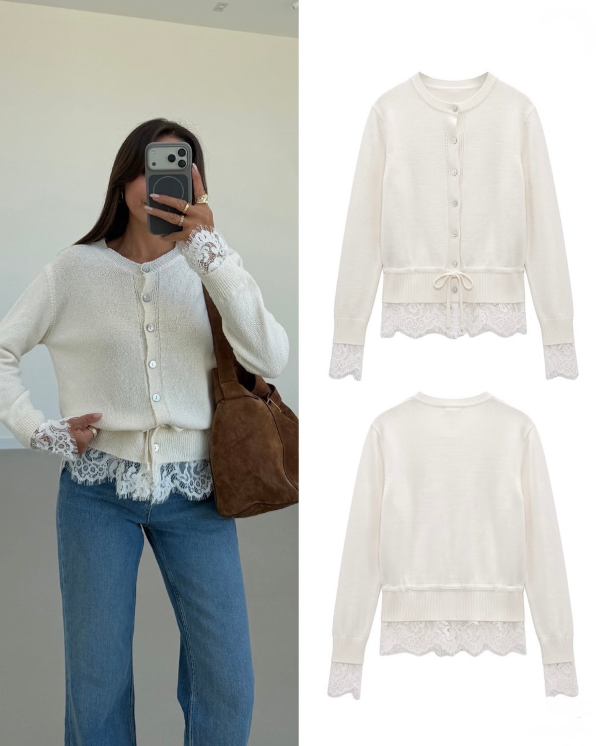 Off-White Lace Detail Sweater