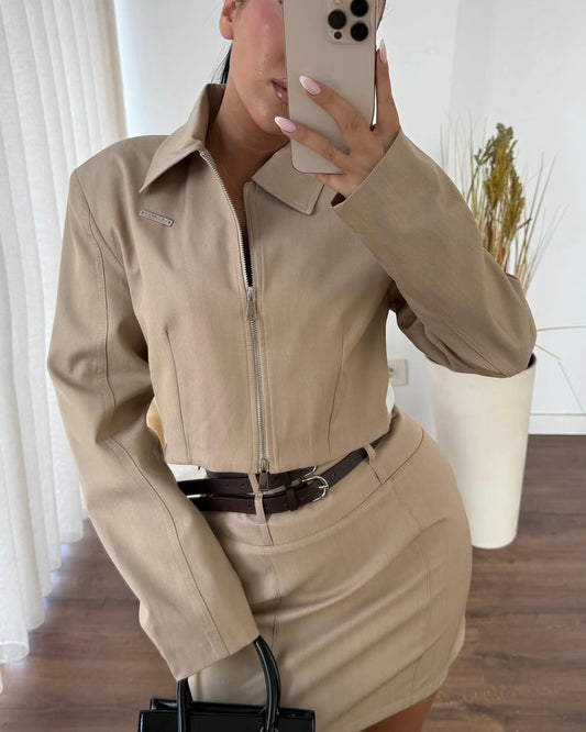 Beige Skirt Set
