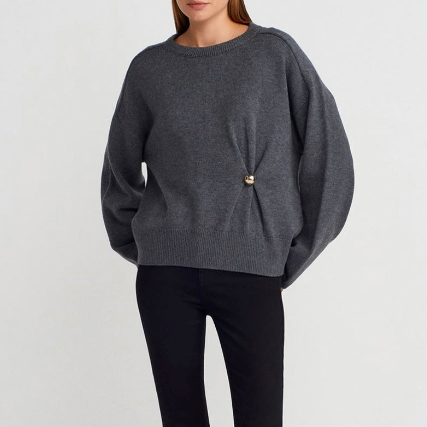 Gray One Button Sweater