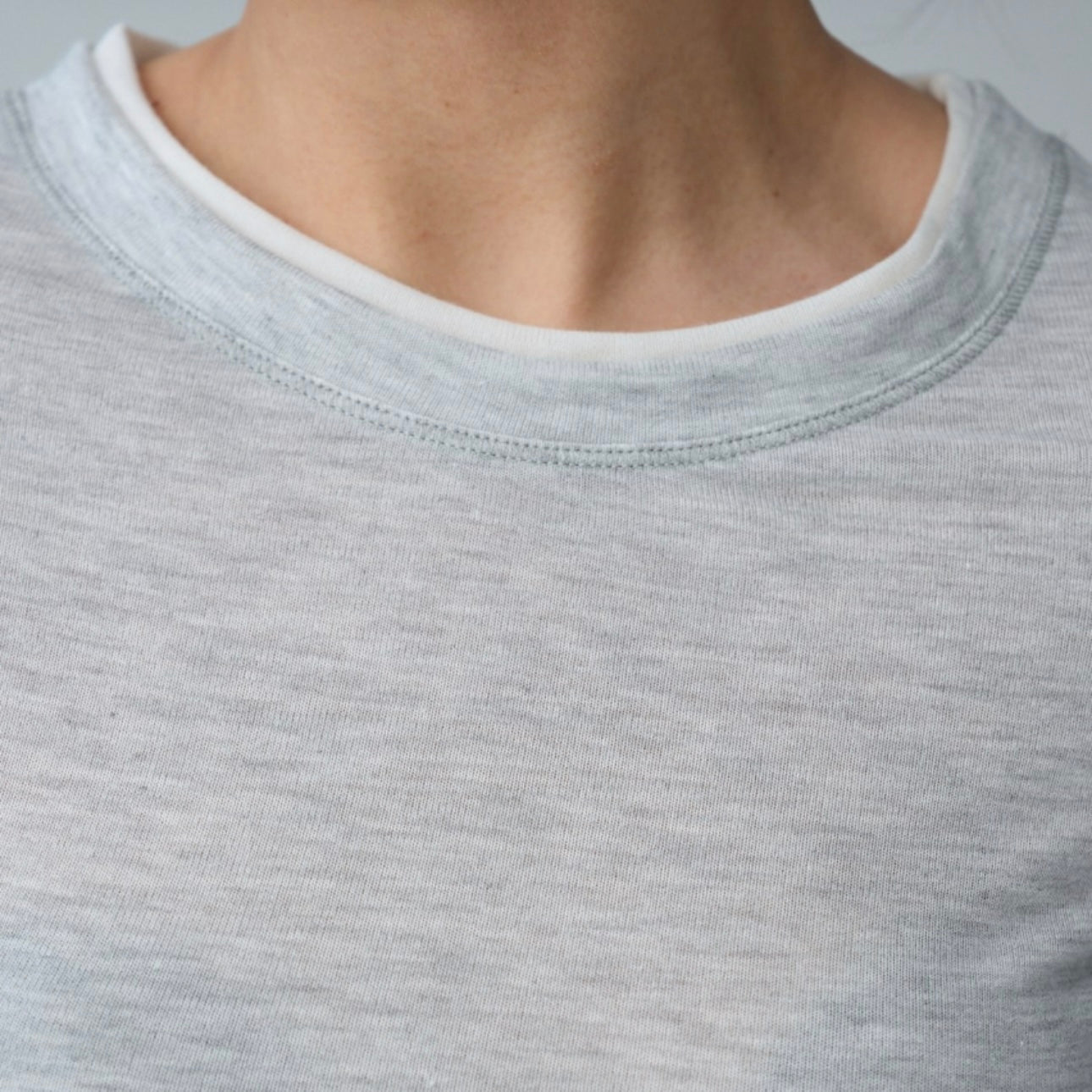 Gray White Lined Cotton Top