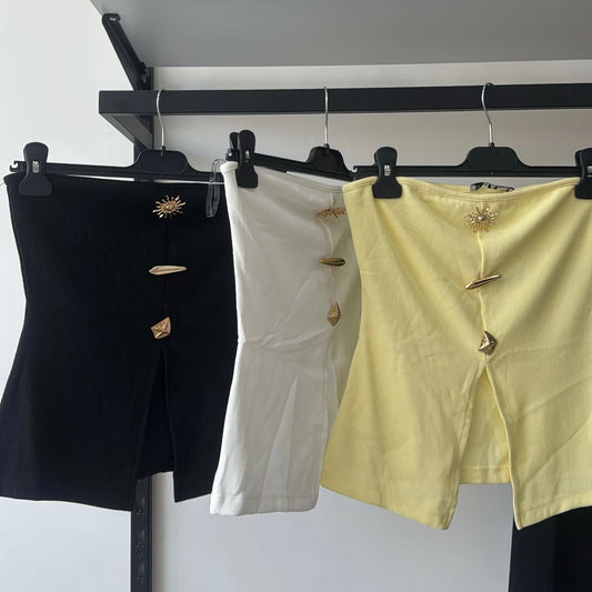Strapless Gold Buttons Top