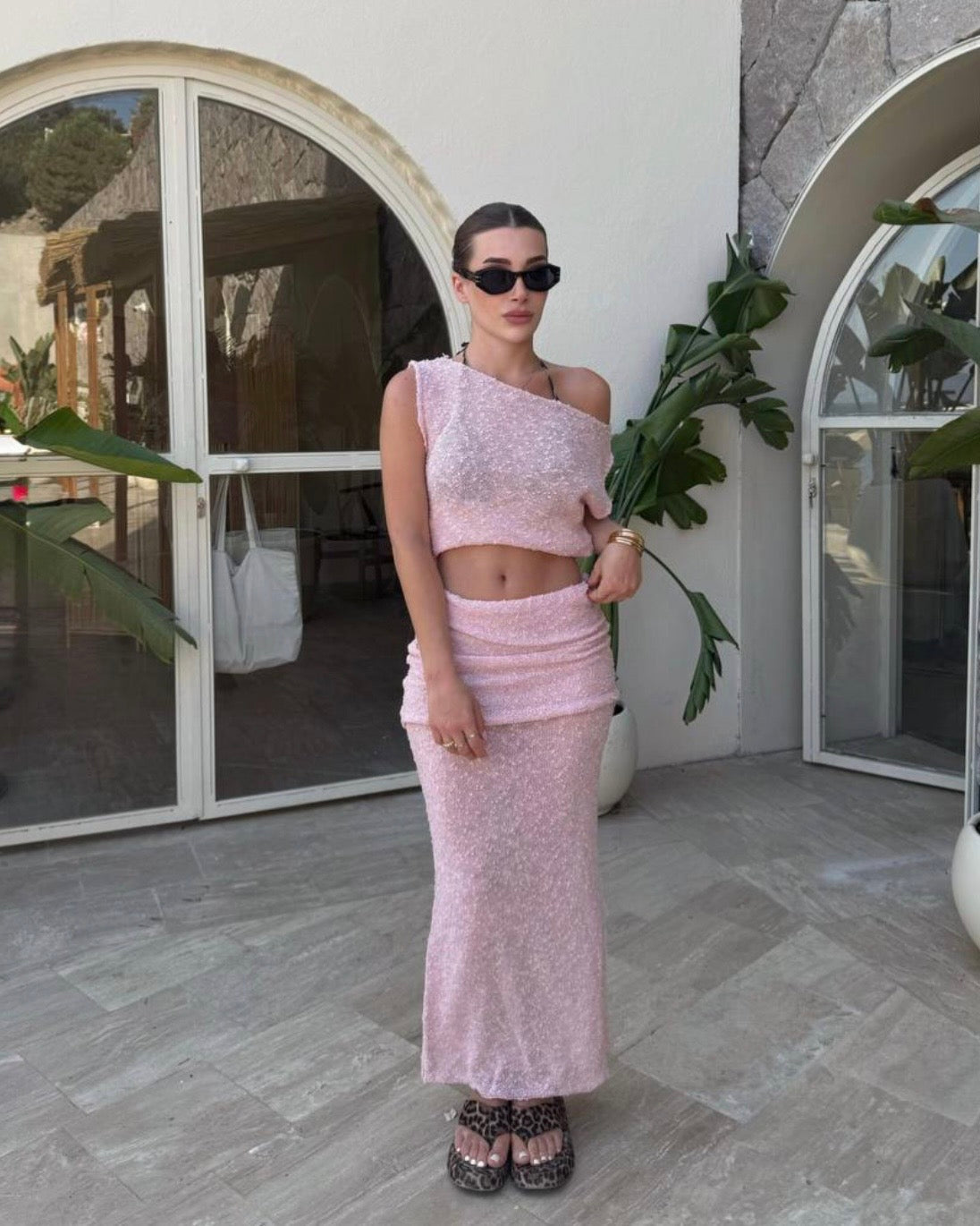 Pink Beachwear Cover up Set