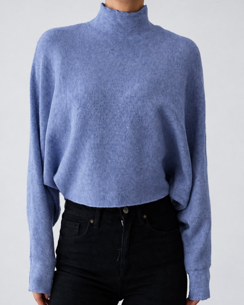 Blue Basic Cropped Sweater
