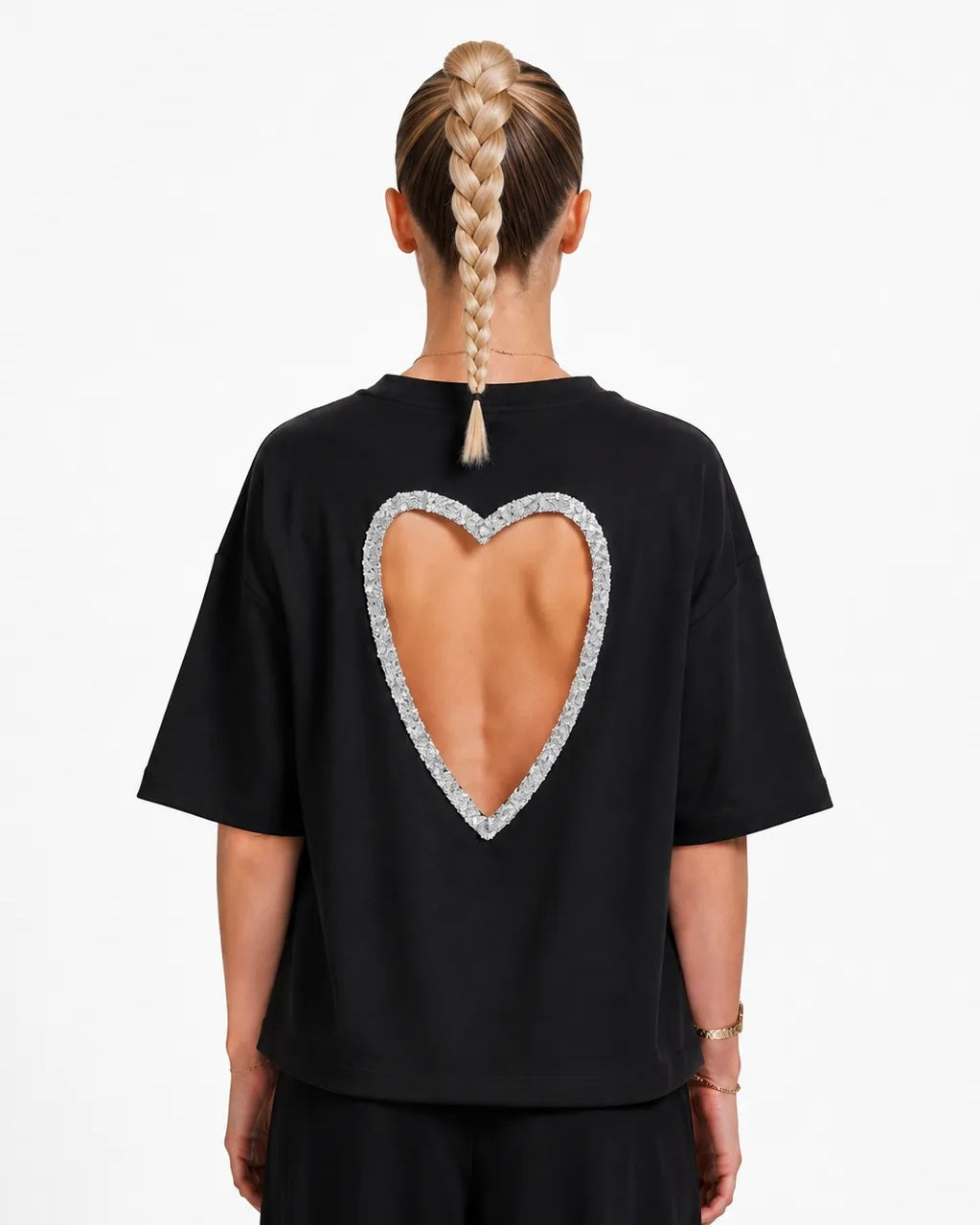 Stones Heart Cutout T-Shirt
