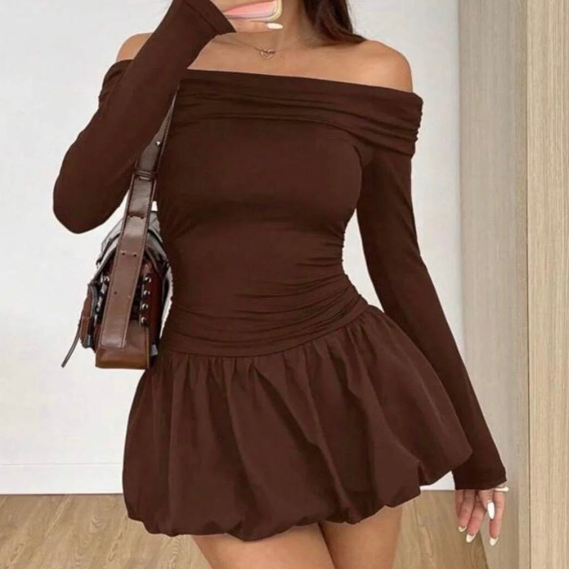Brown Puffy Dress