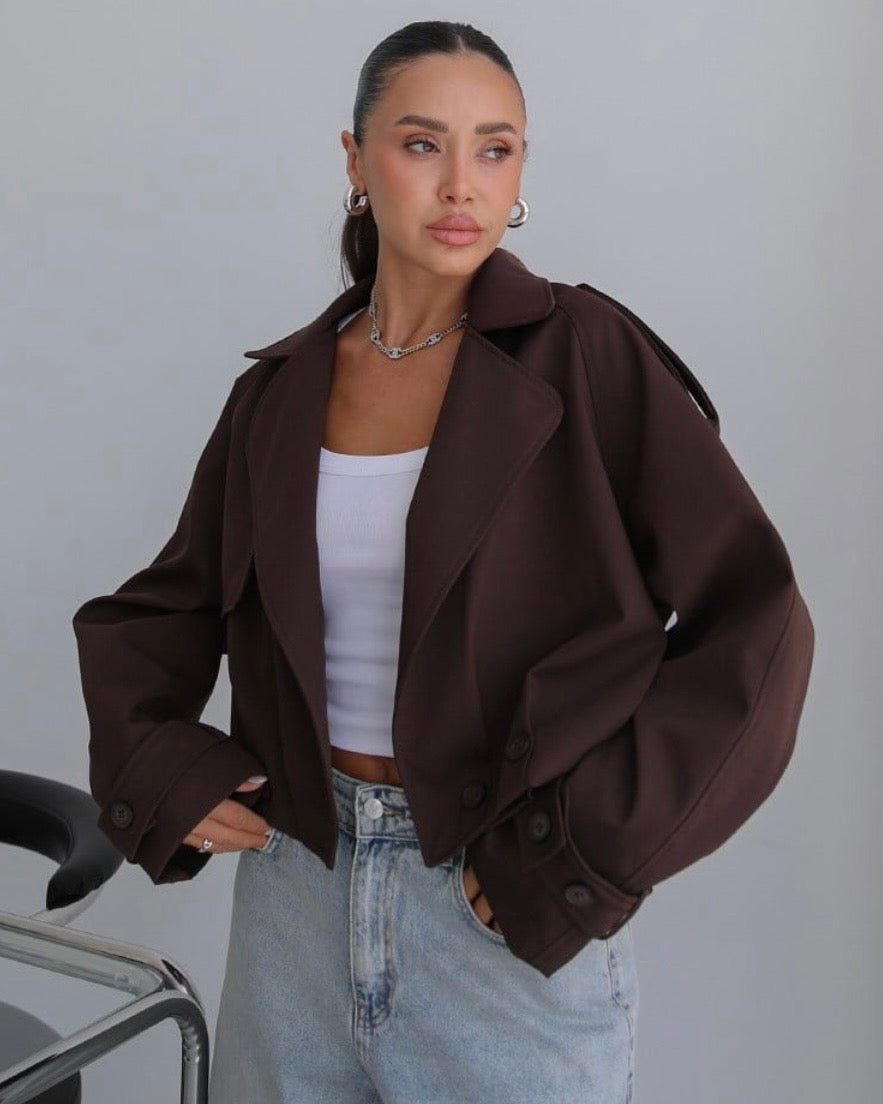 Brown Cropped Trench Coat