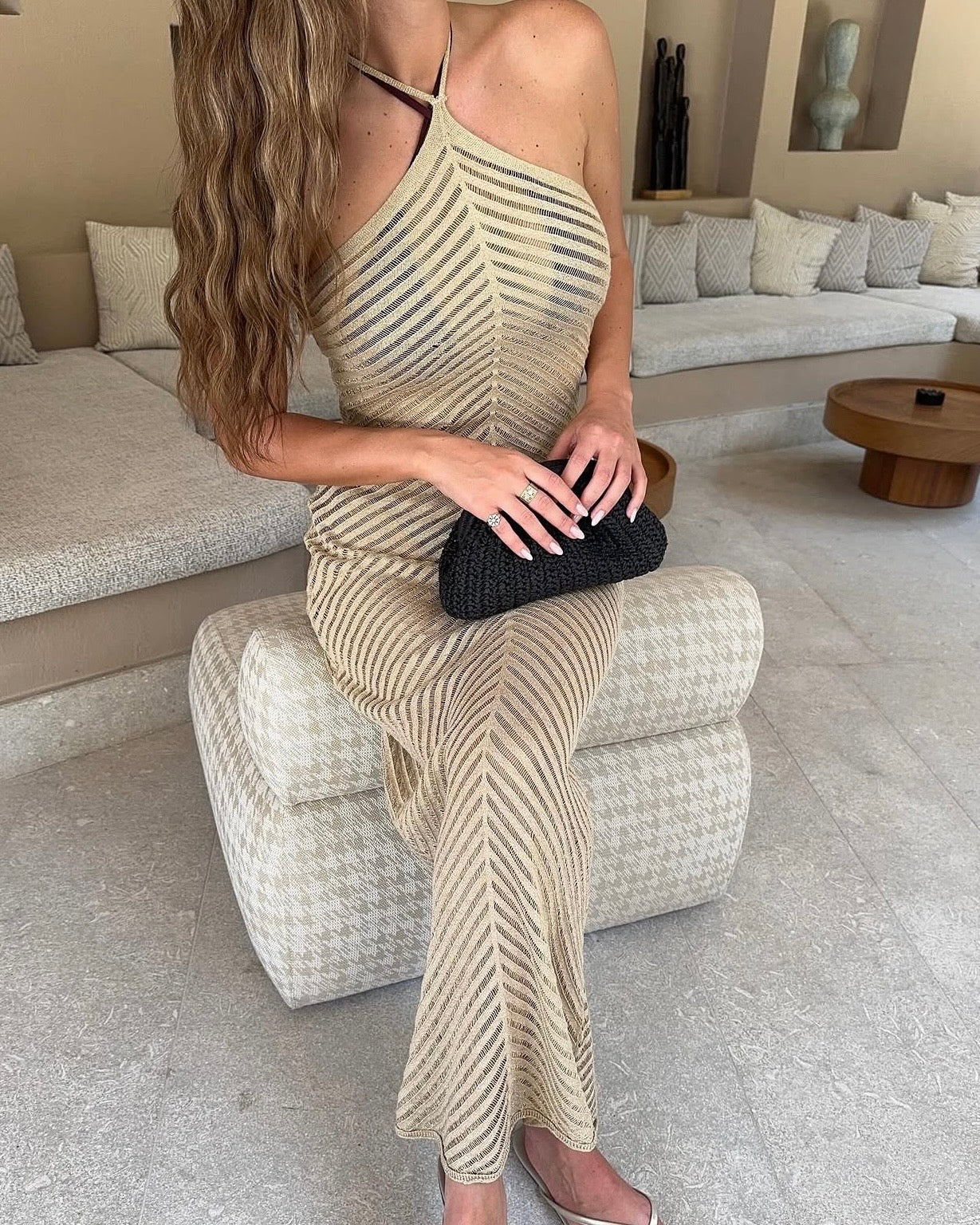 Gold Beachwear Cover Up Dress