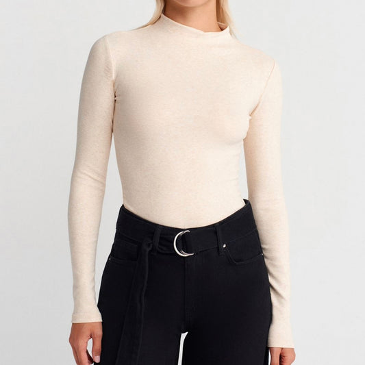 Beige Basic High neck Top