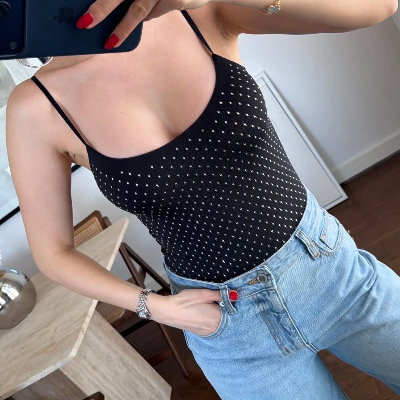 Black Rhinestones Body