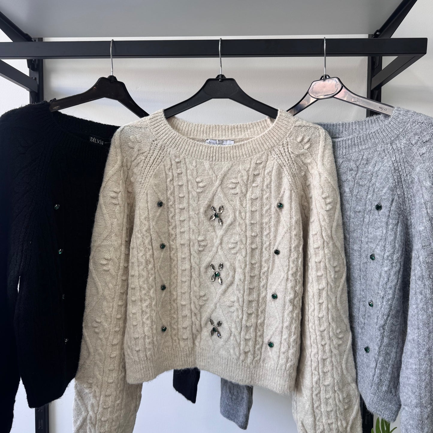 Sweater With Green Rhinestones