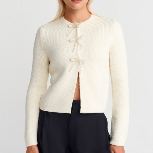 Beige Bows Sweater