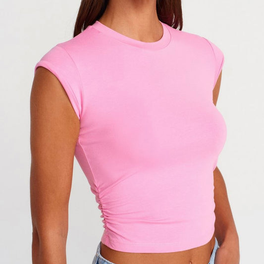 Pink ruched Crop Top