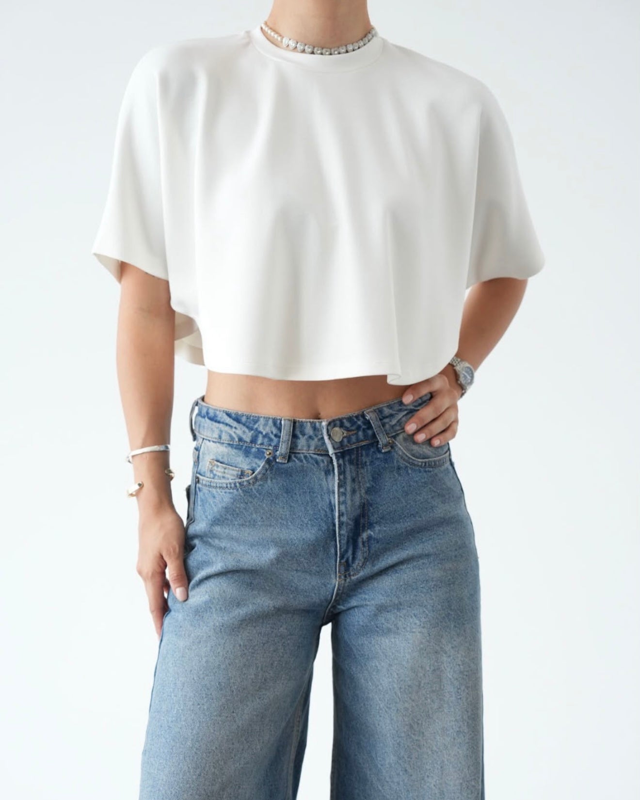 White Cropped T-Shirt