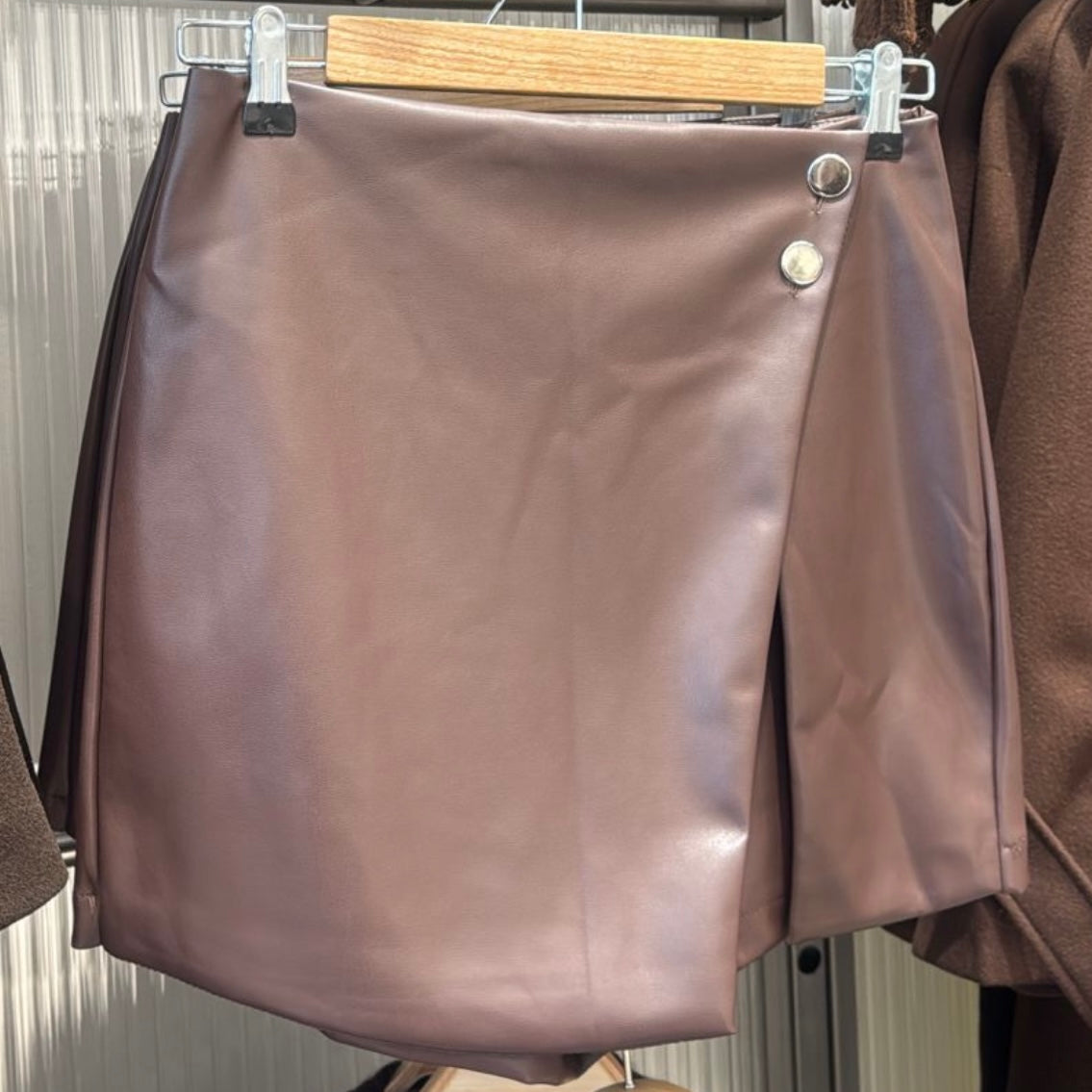 Brown Leather Skort